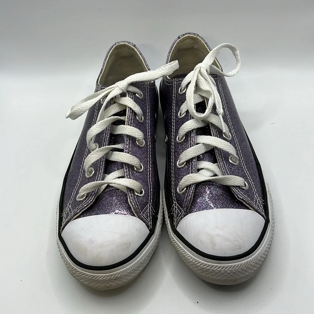 Converse Sneakers Shoes Moody Purple Glitter Kids Juniors Girls Size 3